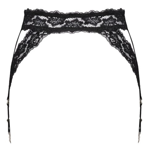 Cottelli LINGERIE - Seksowny Koronkowy Pas Do Pończoch Ze Srebrnymi Detalami L/XL