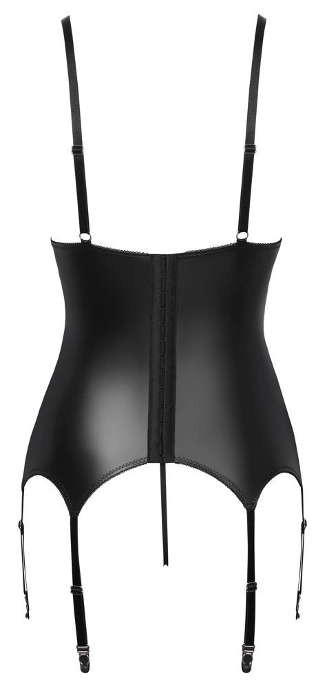 Cottelli LINGERIE - Seksowny Matowy Top Do Pończoch I Stringi Bez Krocza M