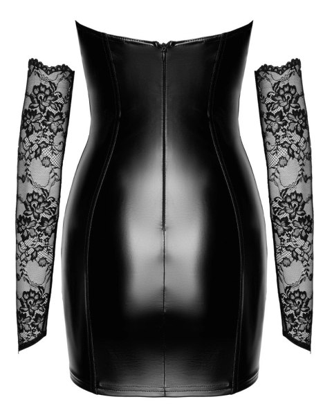 Noir - Czarna Mini Sukienka Bez Ramiączek Z Koronkowymi Rękawiczkami Orgia XL