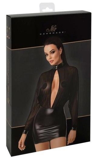 Noir - Czarna Mini Sukienka Z Prześwitującą Górą Orgia XL