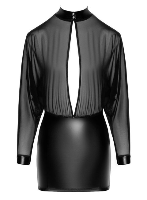 Noir - Czarna Mini Sukienka Z Prześwitującą Górą Orgia S