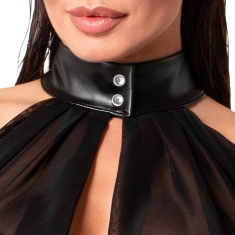 Noir - Seksowny Zwiewny Top Orgia Czarny Z Tiulu M