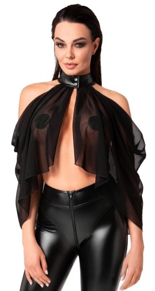 Noir - Seksowny Zwiewny Top Orgia Czarny Z Tiulu S