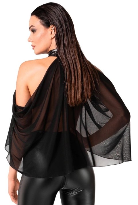 Noir - Seksowny Zwiewny Top Orgia Czarny Z Tiulu S