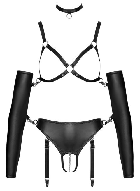 Bad Kitty - Gorący Zestaw Biustonosz Majtki Bez Krocza Choker I Mankiety XL