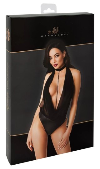 Noir- Eleganckie Czarne Body Z Odpinanym Naszyjnikiem Orgia Exclusive L