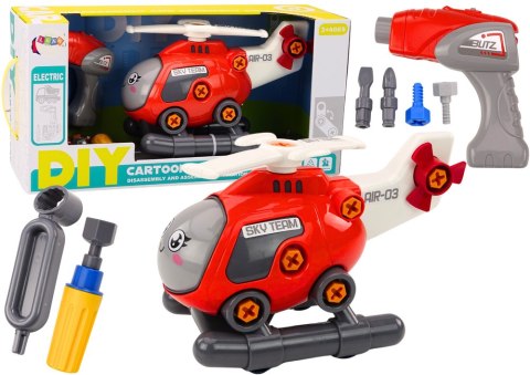 Helikopter Kreskówkowy Do Skręcania DIY Czerwony Helikopter Kreskówkowy Do Skręcania DIY Czerwony