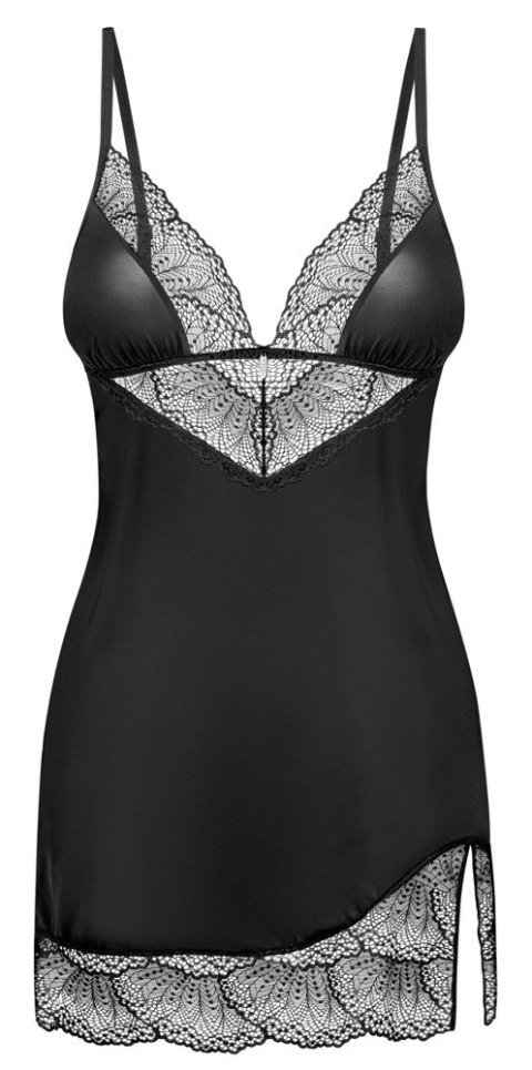 Obsessive - Seksowna Koszulka Nocna Z Koronką + Stringi Lobellis Czarne XL/2XL