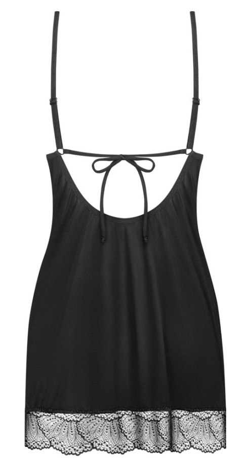 Obsessive - Seksowna Koszulka Nocna Z Koronką + Stringi Lobellis Czarne XL/2XL