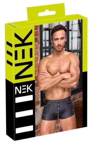 NEK - Matowe Męskie Bokserki Z Zatrzaskami W Kieszeni Czarne 2XL