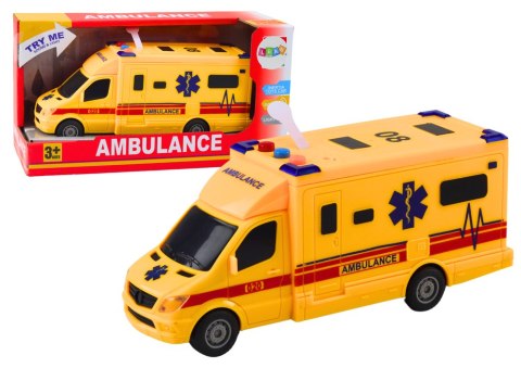 Auto Ambulans Karetka Na Baterie Światła Dźwięk Żółta Napęd Auto Ambulans Karetka Na Baterie Światła Dźwięk Żółta Napęd