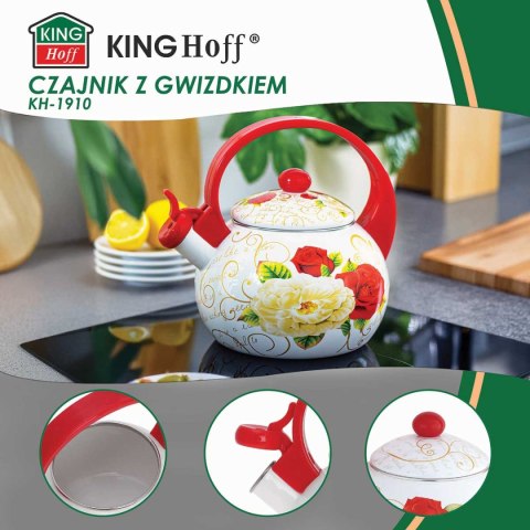 CZAJNIK EMALIOWANY 2L Z GWIZDKIEM KINGHOFF KH-1910 CZAJNIK EMALIOWANY 2L Z GWIZDKIEM KINGHOFF KH-1910