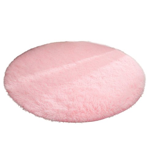 Pluszowy Miękki Dywan Okrągły Antypoślizgowy Jasno Różowy 122cm Pluszowy Miękki Dywan Okrągły Antypoślizgowy Jasno Różowy 122cm