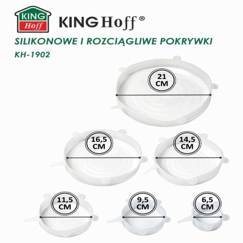 ZESTAW 6 szt. UNIWERSALNYCH POKRYWEK SILIKONOWYCH KINGHOFF KH-1902 ZESTAW 6 szt. UNIWERSALNYCH POKRYWEK SILIKONOWYCH KINGHOFF KH-1902