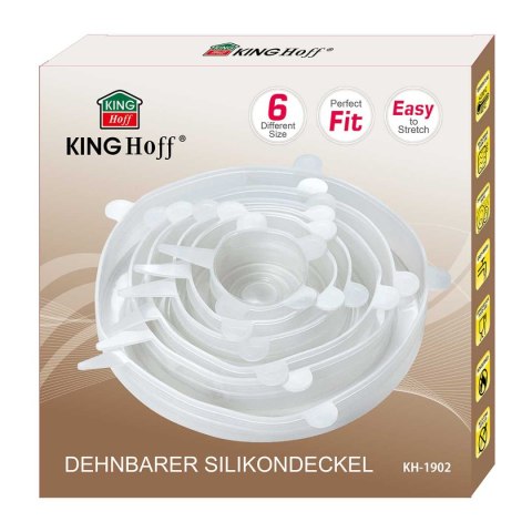 ZESTAW 6 szt. UNIWERSALNYCH POKRYWEK SILIKONOWYCH KINGHOFF KH-1902 ZESTAW 6 szt. UNIWERSALNYCH POKRYWEK SILIKONOWYCH KINGHOFF KH-1902