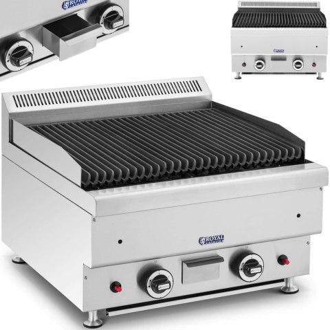 Grill lawowy na gaz ziemny ryflowany 50 x 47 cm 2 x 7200 W Grill lawowy na gaz ziemny ryflowany 50 x 47 cm 2 x 7200 W
