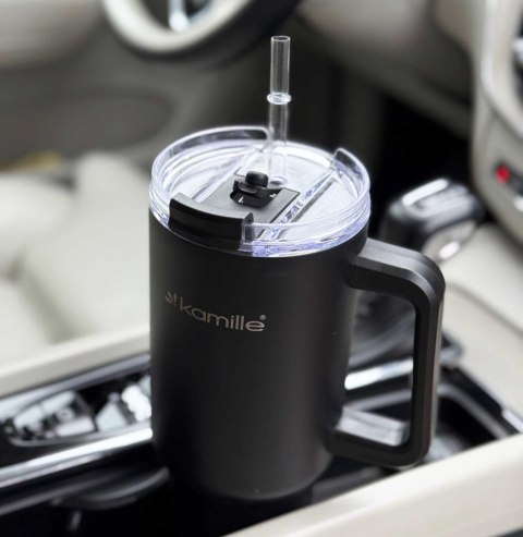 STALOWY KUBEK TERMICZNY TERMOS 1200ml Z RĄCZKĄ I SŁOMKĄ KM-2172 STALOWY KUBEK TERMICZNY TERMOS 1200ml Z RĄCZKĄ I SŁOMKĄ KM-2172