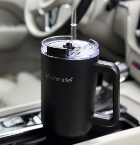 STALOWY KUBEK TERMICZNY TERMOS 1200ml Z RĄCZKĄ I SŁOMKĄ KM-2172 STALOWY KUBEK TERMICZNY TERMOS 1200ml Z RĄCZKĄ I SŁOMKĄ KM-2172
