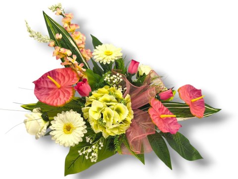 STROIK NA CMENTARZ SZTUCZNE KWIATY NA GRÓB POMNIK MISA Z OBCIĄŻENIEM