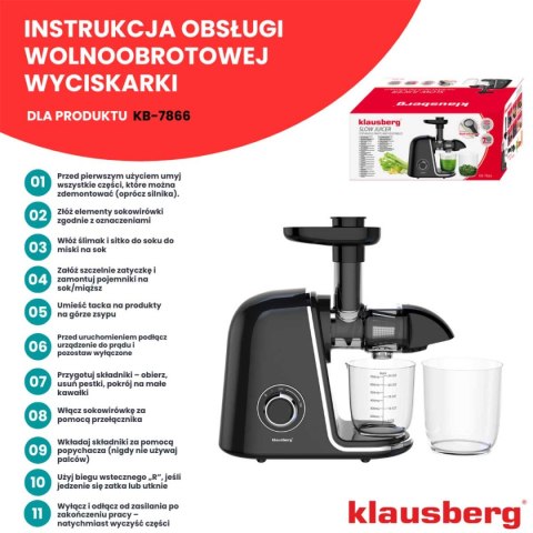 SOKOWIRÓWKA WYCISKARKA WOLNOOBROTOWA KLAUSBERG KB-7866
