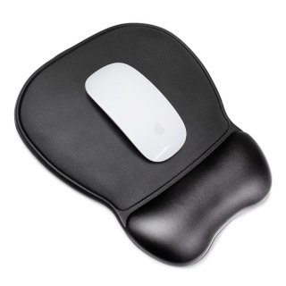 Ergonomiczna podkładka pod mysz i nadgarstek żelowa eco skóra duża antypoślizgowa - czarna