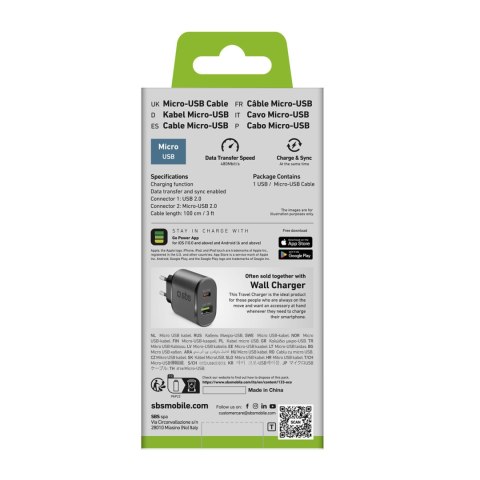 Kabel przewód USB-A - Micro-USB 1m - czarny Kabel przewód USB-A - Micro-USB 1m - czarny