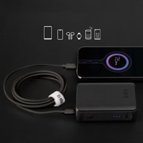 Kabel przewód w oplocie USB-C 60W 1.5m - czarny Kabel przewód w oplocie USB-C 60W 1.5m - czarny