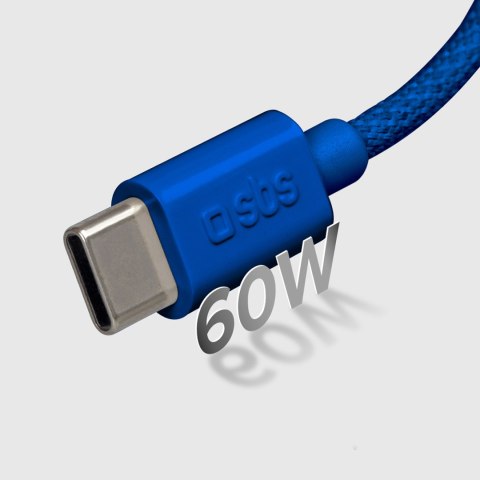 Kabel przewód w oplocie USB-C - USB-C 60W 1.5m - niebieski Kabel przewód w oplocie USB-C - USB-C 60W 1.5m - niebieski