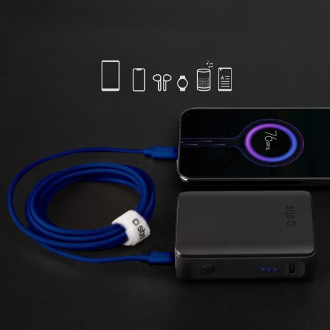 Kabel przewód w oplocie USB-C - USB-C 60W 1.5m - niebieski Kabel przewód w oplocie USB-C - USB-C 60W 1.5m - niebieski