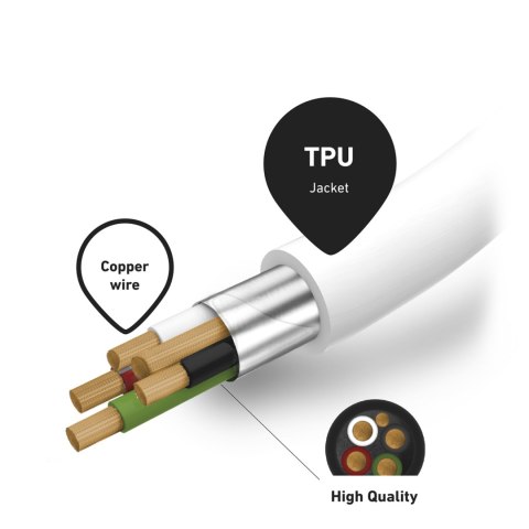 Kabel przewód z certyfikatem MFi USB-C - iPhone Lightning 1m - biały Kabel przewód z certyfikatem MFi USB-C - iPhone Lightning 1m - biały