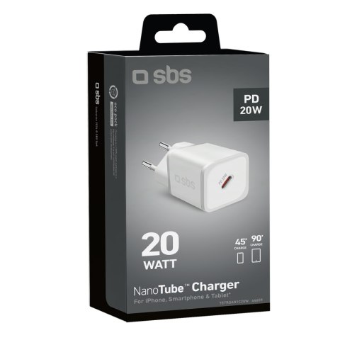 Ładowarka sieciowa GaN z Power Delivery 20W - biała Ładowarka sieciowa GaN z Power Delivery 20W - biała