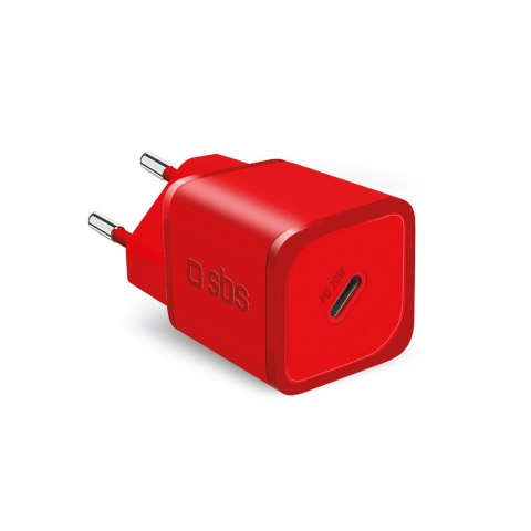 Ładowarka sieciowa GaN z Power Delivery 20W - czerwona Ładowarka sieciowa GaN z Power Delivery 20W - czerwona