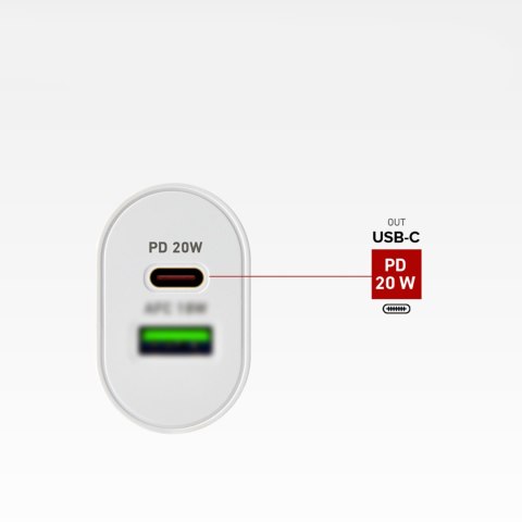 Ładowarka sieciowa Power Delivery USB-A USB-C 20W - biała Ładowarka sieciowa Power Delivery USB-A USB-C 20W - biała