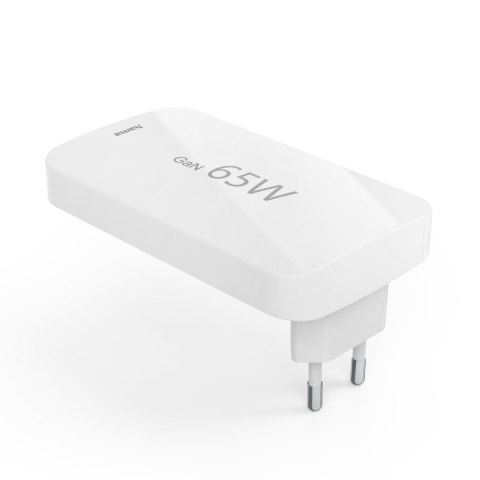 Ładowarka sieciowa składana GaN USB-C USB-A 65W - biała Ładowarka sieciowa składana GaN USB-C USB-A 65W - biała