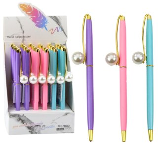 Długopis Metalowy Automatyczny Perła Niebieski Tusz 1.0mm Mix