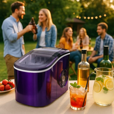 Kostkarka do lodu 2,2L 15kg/24h fioletowa przenośna 2 rozmiary kostek Kostkarka do lodu 2,2L 15kg/24h fioletowa przenośna 2 rozmiary kostek