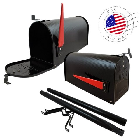 Skrzynka pocztowa usa postmail czarna stalowa amerykańska z flaga listy Skrzynka pocztowa usa postmail czarna stalowa amerykańska z flaga listy