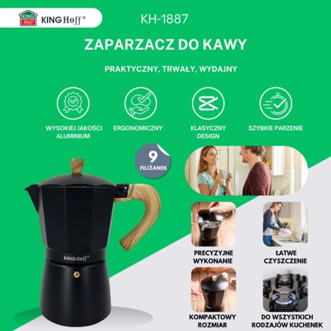 KAWIARKA ZAPARZACZ DO KAWY 450ml KINGHOFF KH-1887 INDUKCJA KAWIARKA ZAPARZACZ DO KAWY 450ml KINGHOFF KH-1887 INDUKCJA