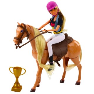 Zestaw Lalka Anlily Z Koniem Puchar Kask Ruchome Kończyny Brązowy
