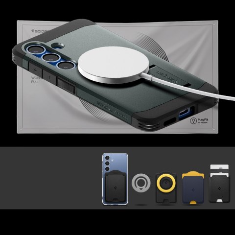 Etui pokrowiec na Samsung Galaxy S25+ Tough Armor MagSafe - zielone Etui pokrowiec na Samsung Galaxy S25+ Tough Armor MagSafe - zielone