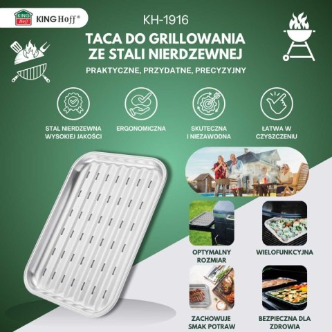 STALOWA TACA 34x24,5cm DO GRILLA GRILLOWANIA KINGHOFF KH-1916 STALOWA TACA 34x24,5cm DO GRILLA GRILLOWANIA KINGHOFF KH-1916