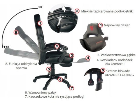 Fotel obrotowy do biurka TITAN BLACK ALCANTARA PRO