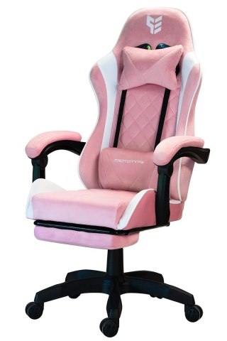 Fotel obrotowy gamingowy XL POKER PRO PINK + WHITE ALCANTARA