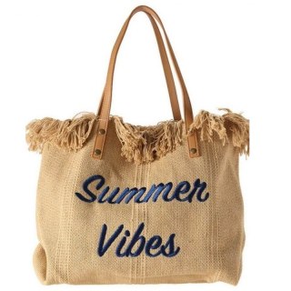 TORBA PLAŻOWA , na zakupy duża i pojemna z frędzlami BOHO, brąz TP11BR