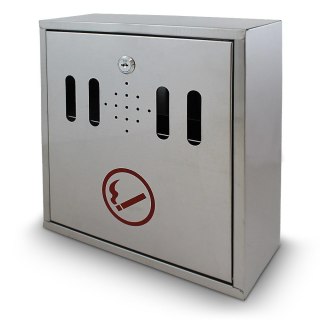 Popielniczka zewnętrzna ścienna stal nierdzewna zamykana na klucz srebrna