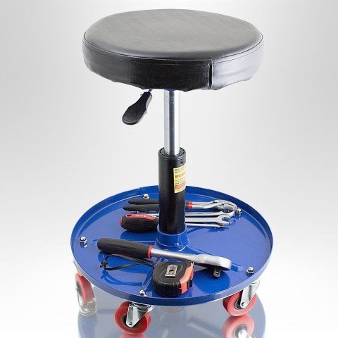 Stołek warsztatowy obrotowy z regulacją wysokości 40 50 cm pojemnik 135 kg