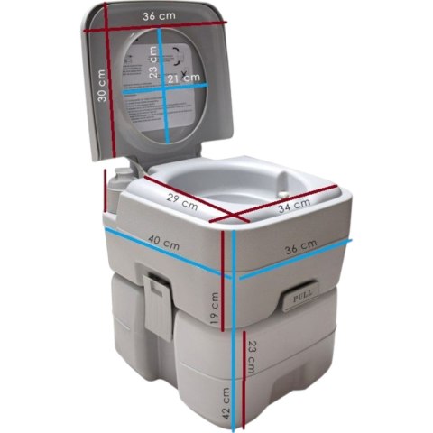 Toaleta turystyczna przenośna 20l ze spłuczką do kampera działki namiotu