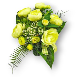 BUKIET WKŁAD DO WAZONU KWIATY NA CMENTARZ GRÓB POMNIK RÓŻE PIWONIE