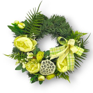 OKRĄGŁY STROIK WIĄZANKA WIANEK NA CMENTARZ DEKORACJA POD ZNICZ