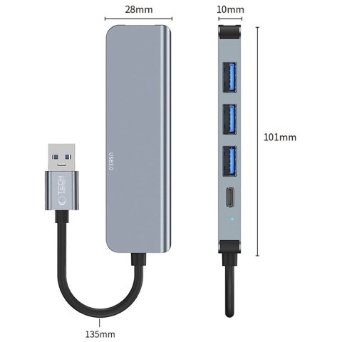 5w1 HUB rozdzielacz USB-A na USB-A USB-C - szary 5w1 HUB rozdzielacz USB-A na USB-A USB-C - szary
